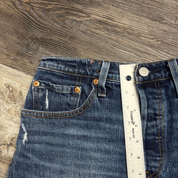 Levis‎ 501 Red Tab Dark Wash Blue Womens 28 Original Fit Button Fly Denim Shorts - Picture 5 of 12